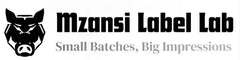 Logo of Mzansi Label Lab with a stylized pig face and text 'Small Batches, Big Impressions'.