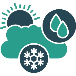 Icon with sun, cloud, and snowflake symbols on a white background. 🧪 Custom GHS shapes designed for chemical labs