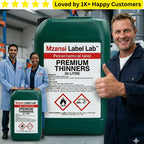 Mzansi Label Lab Premium Thinners containers with workers in a warehouse setting. Premium Transparent Labels South Africa: Industrial Quality from One A4 Sheet

Elevate your brand with the "no-label look" using our professional Transparent Labels South Africa.