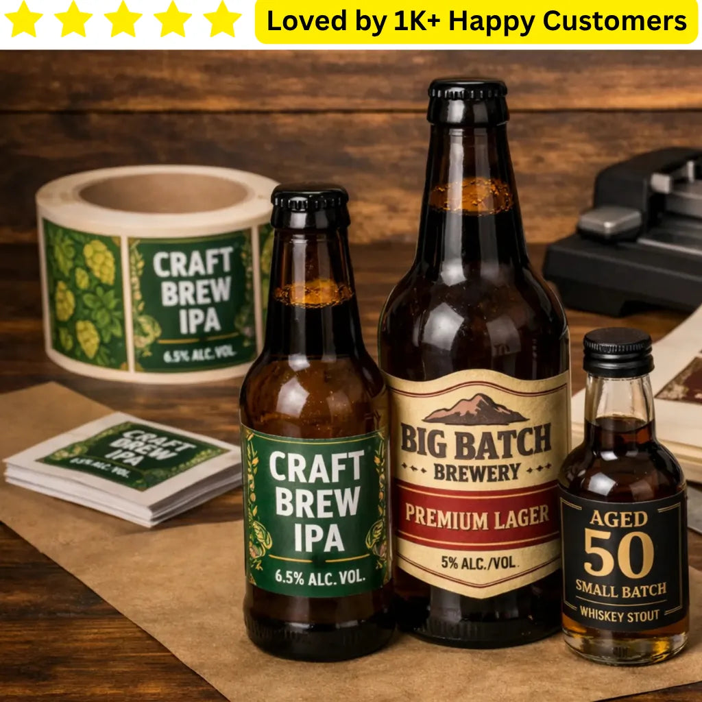 Three beer bottles with labels on a wooden surface, surrounded by brewing equipment. Premium Transparent Labels South Africa: Industrial Quality from One A4 Sheet

Elevate your brand with the "no-label look" using our professional Transparent Labels South Africa.