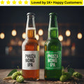 Two bottles of Phuza Nong IPA with a blurred background and text indicating customer love.